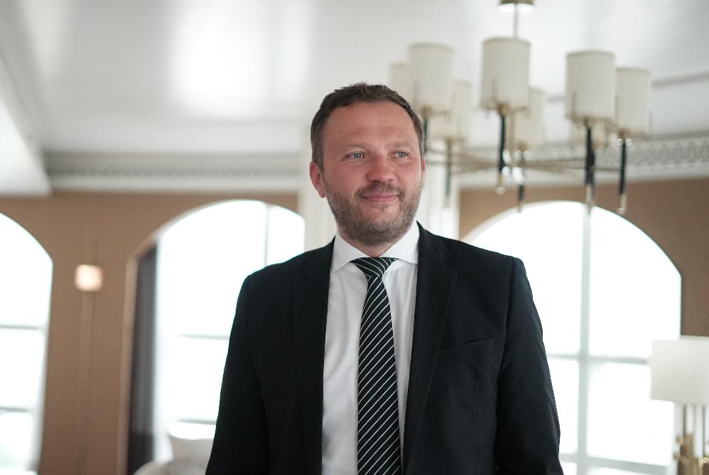 Estonian Foreign Minister Margus Tsahkna during an interview with The Associated Press in Hanoi, Vietnam, Thursday, April 23, 2026. (AP Photo/Hau Dinh)