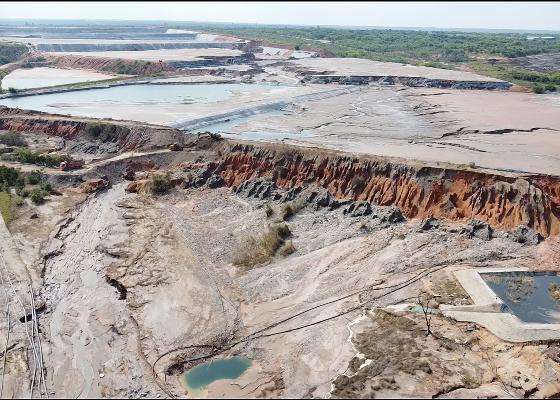 FILE - This image taken from video Wednesday, Feb. 19, 2025, shows a breach at a tailing dam at a Sino-Metals Leach Zambia mine near Kitwe. (AP Photo/Richard Kille, file)