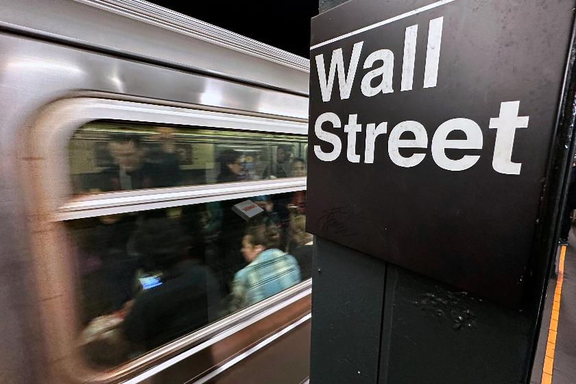 FILE - A train arrives at a Wall Street subway station in New York's Financial District on Nov. 5, 2024. (AP Photo/Peter Morgan, File)