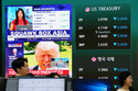 Asia markets index of Japan, South Korea and Australia is seen on a screen at the foreign exchange dealing room of the Hana Bank headquarters in Seoul, South Korea, Thursday, May 14, 2026. (AP Photo/Ahn Young-joon)