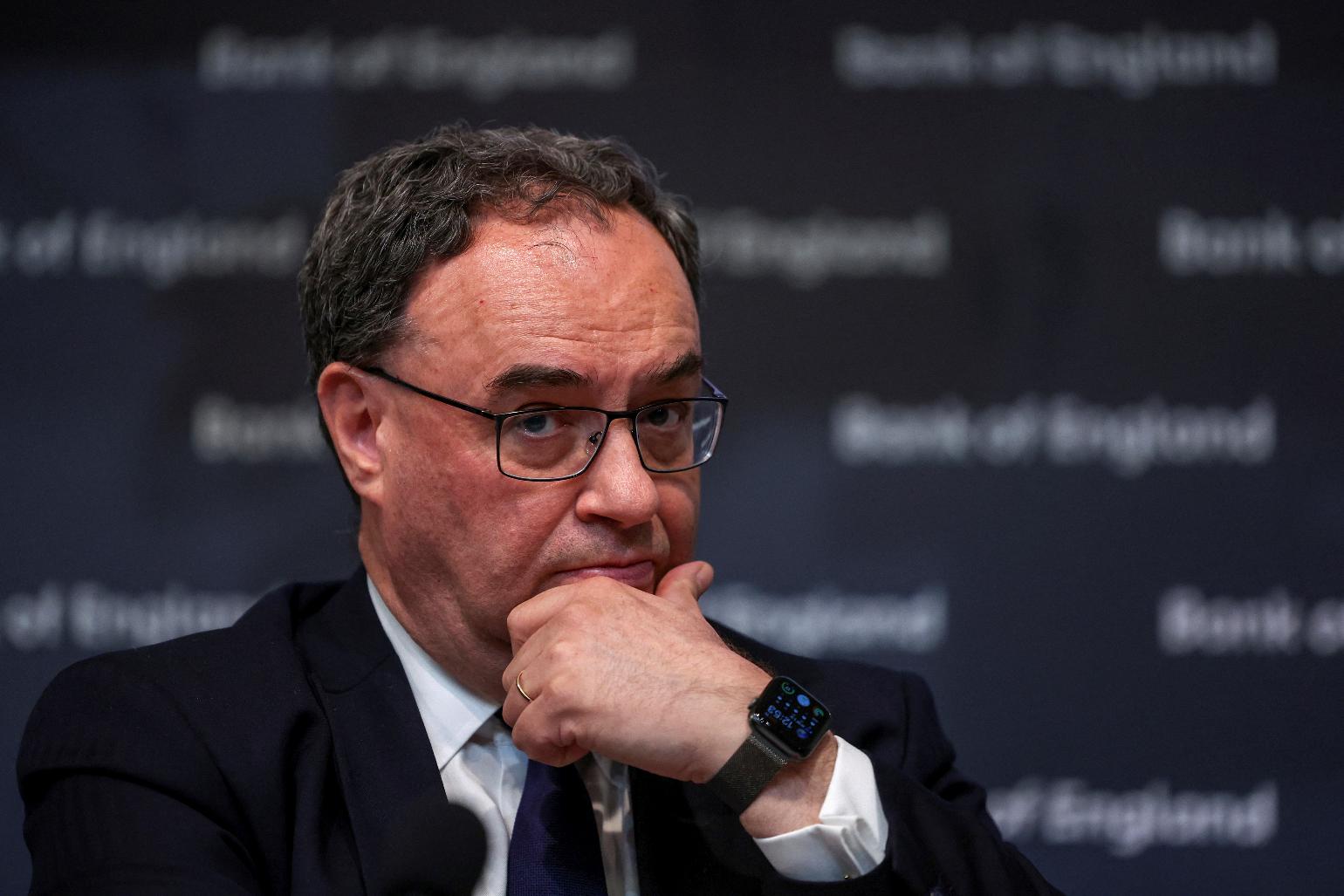 The Governor of the Bank of England, Andrew Bailey, speaks at a press conference in London, Thursday, May 11, 2023. The Bank of England has raised interest rates to their highest level since late 2008 as it continues to combat stubbornly high inflation in the U.K. (Henry Nicholls/Pool Photo via AP)