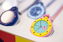 The new Royal Pop watches by Swatch and Audemars Piguet, at the Swatch Drive-Thru Store next to Swatch headquarters in Biel/Bienne, Switzerland, Saturday, May 16, 2026. (Anthony Anex/Keystone via AP)