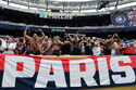 FILE - PSG fans cheer before the start of the Club World Cup final soccer match between Chelsea and PSG in East Rutherford, N.J., Sunday, July 13, 2025. (AP Photo/Adam Hunger, File)