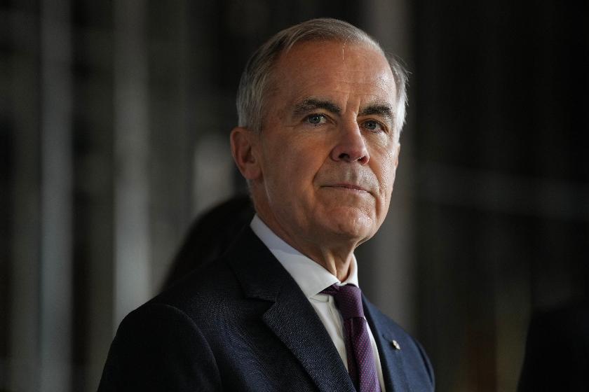 Prime Minister Mark Carney prepares to make an announcement in Brampton, Ont. on Tuesday April 7 2026. (Chris Young /The Canadian Press via AP)