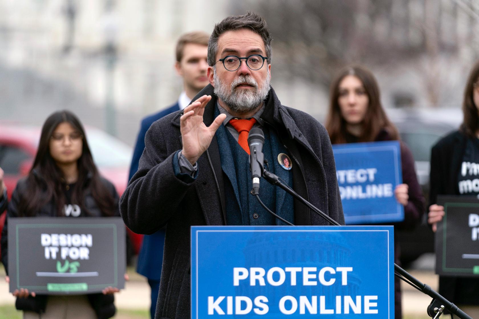 FILE - Former Facebook employee Arturo Bejar speaks during a rally to protect kids online on Capitol Hill in Washington, Jan. 31, 2024. (AP Photo/Jose Luis Magana, File)