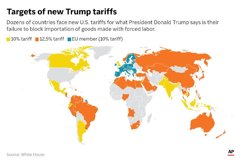 Where the Trump administration is imposing new tariffs on goods. (AP Digital Embed)