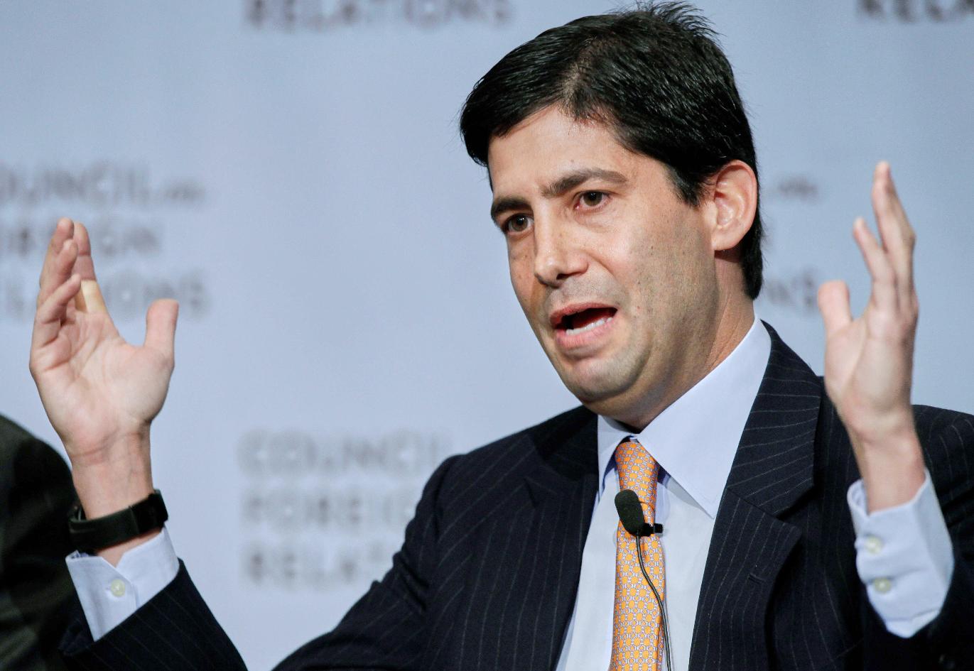 FILE - Kevin Warsh, visiting fellow at the Hoover Institution, speaks at the Council on Foreign Relations in a panel discussion on "Central Banking in an Age of Improvisation," Nov. 28, 2011 in New York. (AP Photo/Mark Lennihan, File)