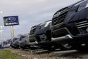 Subarus sit parked at a dealership on the Bedford Auto Mile in Bedford, Ohio, Friday, Feb. 20, 2026. (AP Photo/Sue Ogrocki)