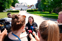 Naaja H. Nathanielsen of Greenlandic IA speaks to the media after a meeting with the four parties who announced they will form a Danish government, at the Prime Ministers residence Marienborg in Kgs. Lyngby, Denmark, Tuesday, June 2, 2026. (Nils Meilvang/Ritzau Scanpix via AP)