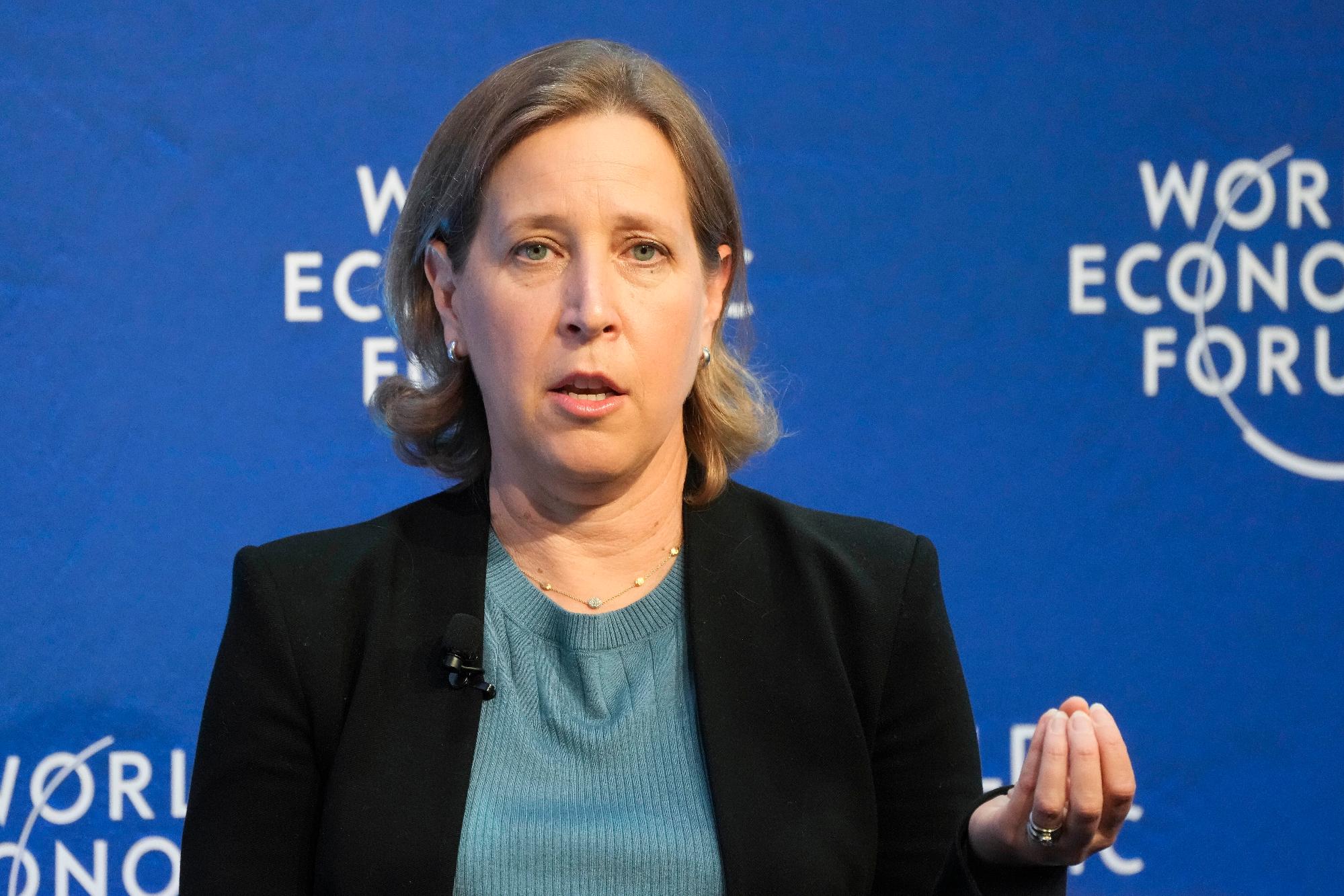 FILE - YouTube CEO Susan Wojcicki speaks during a conversation at the World Economic Forum in Davos, Switzerland, on May 24, 2022. Wojcicki has died, according to her husband, Dennis Troper in a statement posted on social media late Friday, Aug. 9, 2024. (AP Photo/Markus Schreiber)