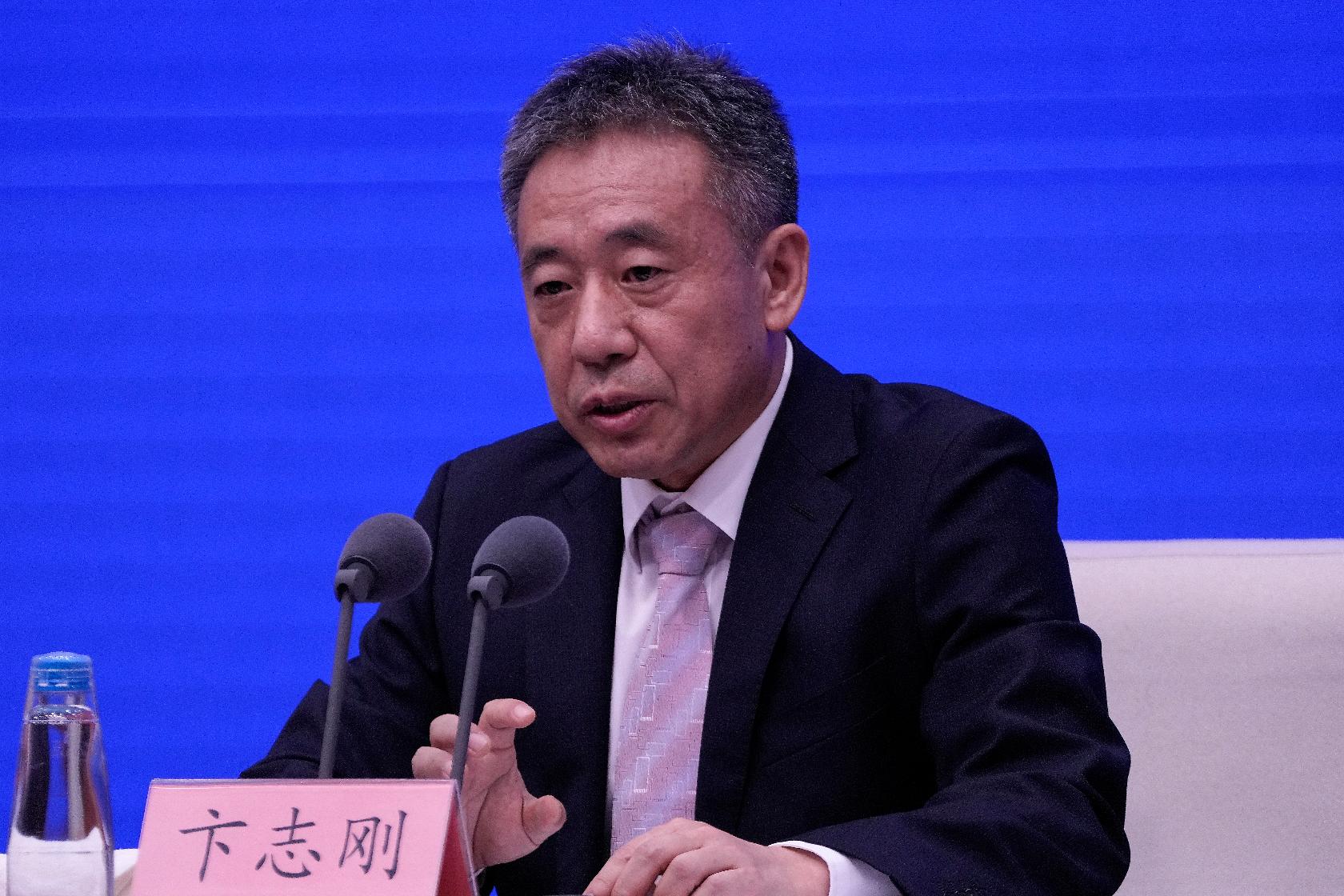 Bian Zhigang, Deputy Director of the China National Space Administration speaks during a press conference at the State Council Information Office in Beijing, Thursday, June 27, 2024. China's space officials said Thursday they welcomed scientists from across the world to apply to study the lunar rock samples the Chang'e 6 probe brought back to earth in a historic mission, but noted there were limits to that cooperation, specifically with the U.S. (AP Photo/Andy Wong)