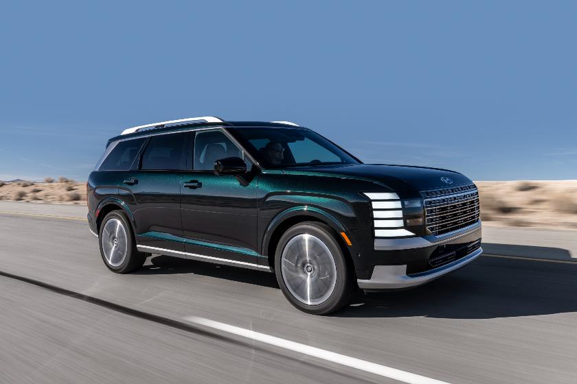 This photo provided by Hyundai shows the 2026 Palisade three-row SUV. Fully redesigned, the latest Palisade stands out with its classy interior, updated tech and premium seating. (Courtesy of Hyundai Motor America via AP)