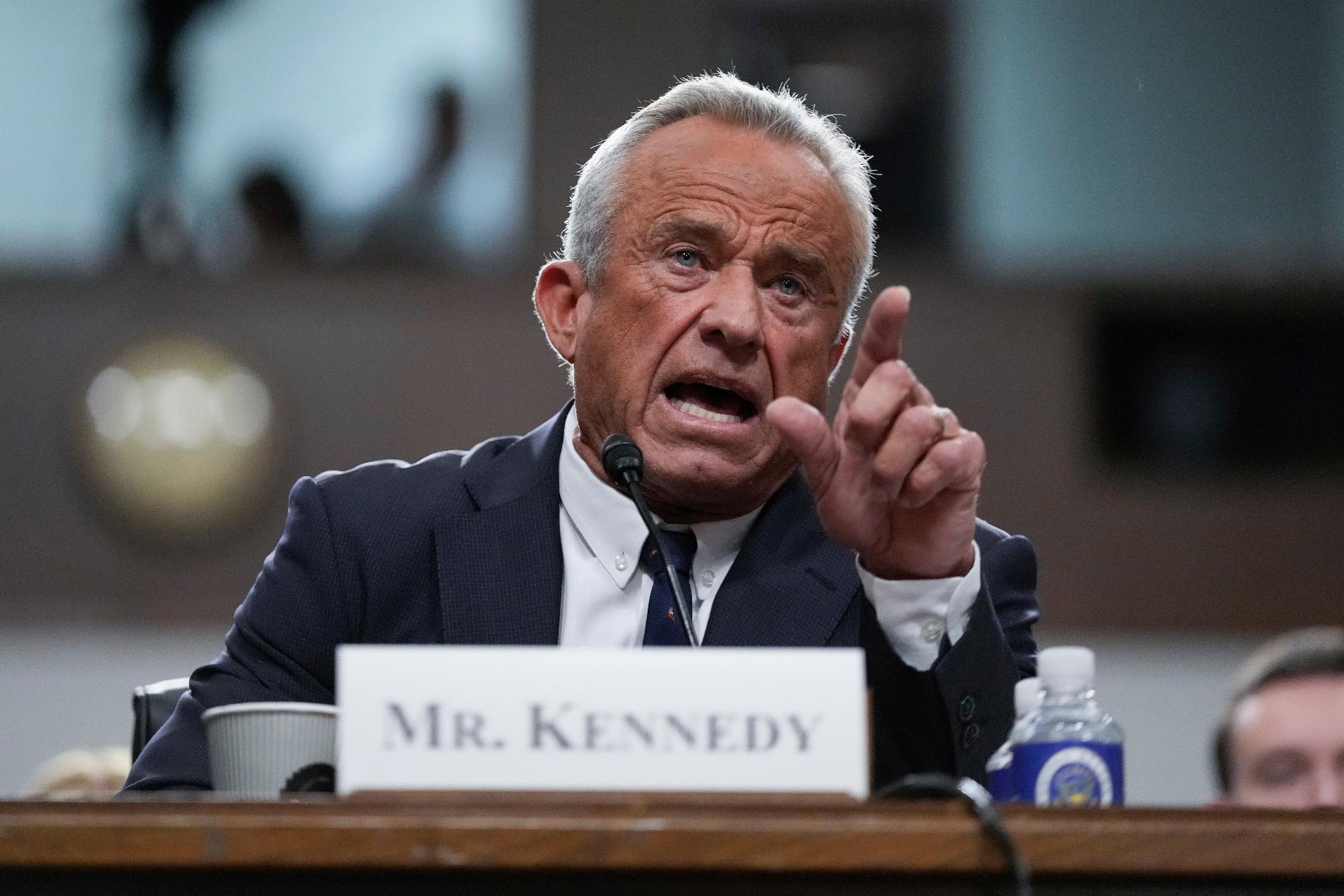 FILE - Robert F. Kennedy Jr., President Donald Trump's choice to be Secretary of Health and Human Services, appears before the Senate Finance Committee for his confirmation hearing, at the Capitol in Washington, Jan. 29, 2025. (AP Photo/Ben Curtis, file)