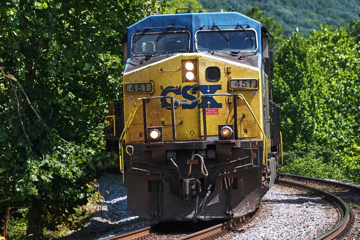 FILE - A CSX freight pulls through Ohiopyle, Pa., Aug. 19, 2025. (AP Photo/Gene J. Puskar, File)