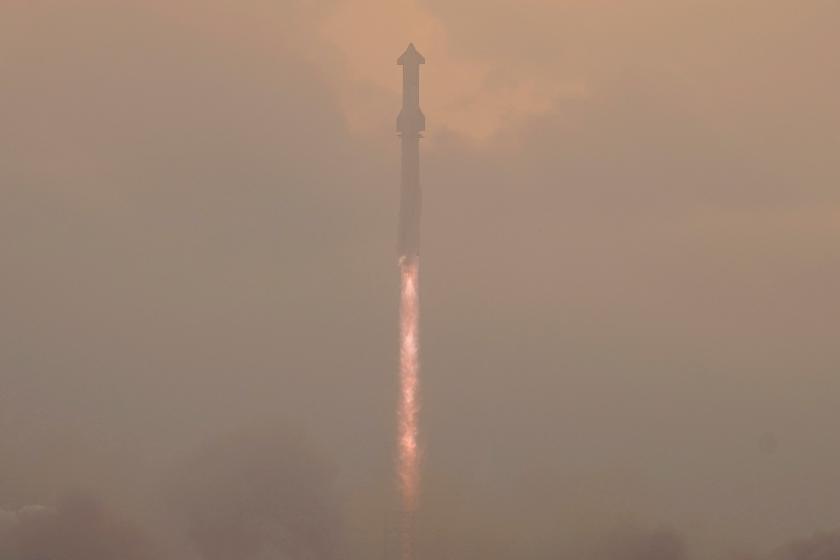 SpaceX's mega rocket Starship lifts off in a heavy haze for a test flight from Starbase in Boca Chica, Texas, Thursday, June 6, 2024. (AP Photo/Eric Gay)