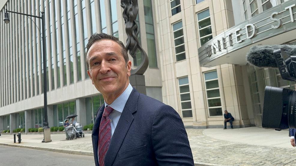 Hernan Lopez, the former CEO of Fox International Channels, leaves a federal courthouse in the Brooklyn borough of New York on May 27, 2026. (AP Photo/Larry Neumeister)