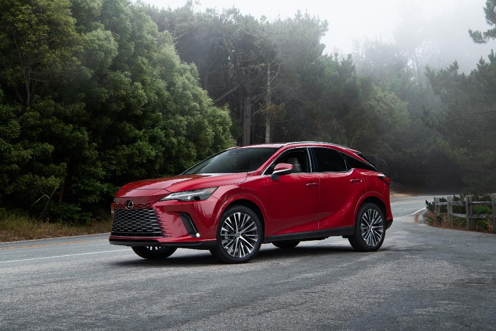 This photo provided by Lexus shows the 2023 RX, a luxury small SUV that's sought after by shoppers. It offers two hybrid powertrains, one that's more fuel-efficient and the other that's more performance-oriented. (Courtesy of Toyota Motor Sales U.S.A. via AP)