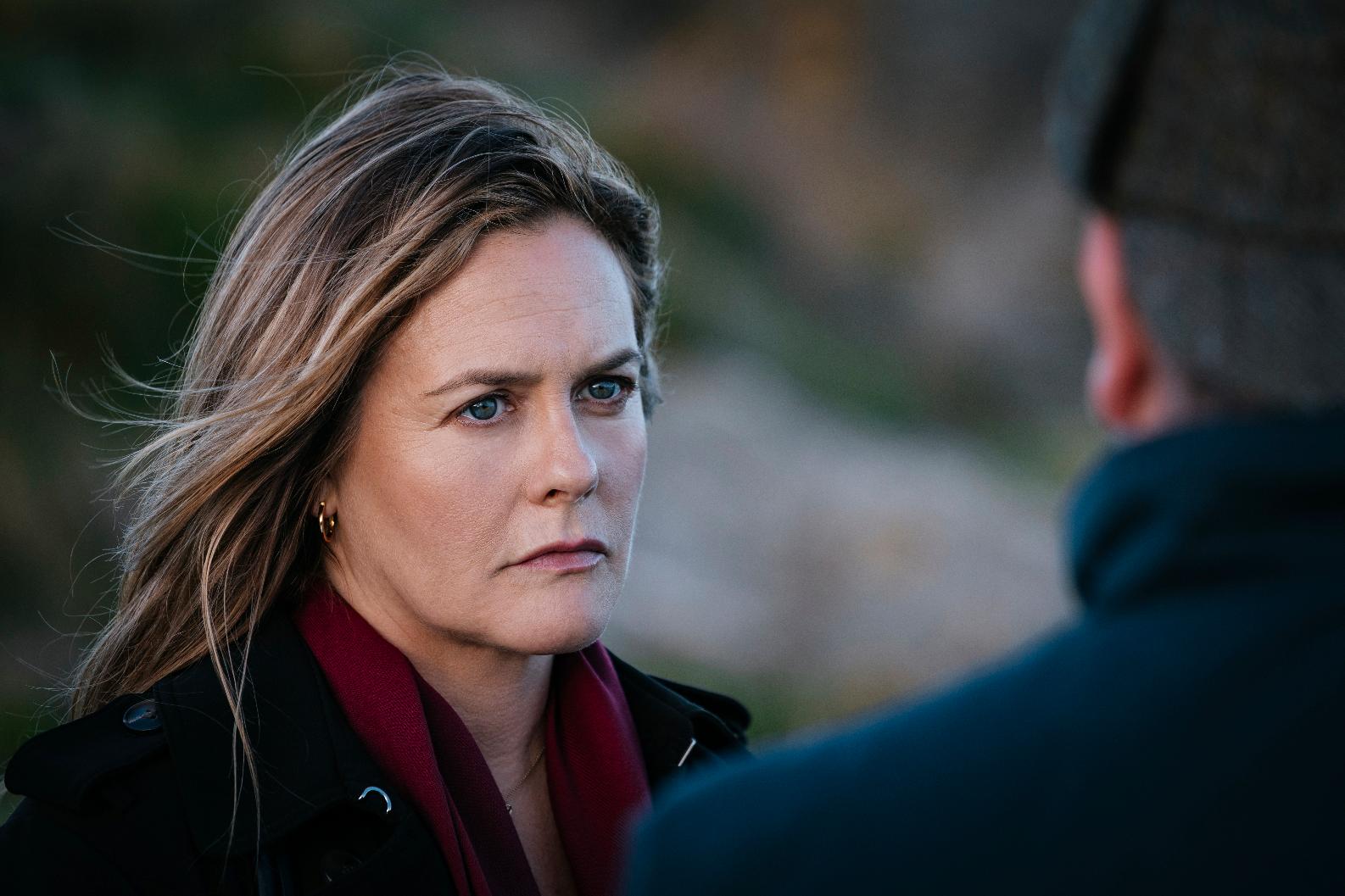 This image released by AcornTV shows Alicia Silverstone in a scene from "Irish Blood." (Szymon Lazewski/AcornTV via AP)