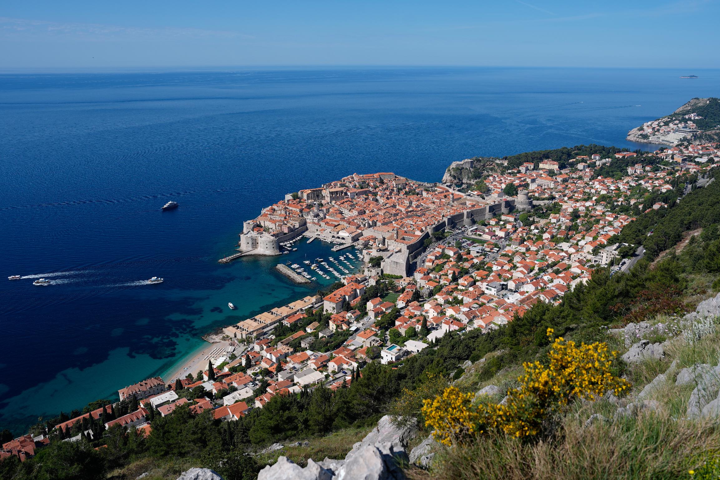 Old town of Dubrovnik, Croatia, lines the shore of the Adriatic Sea, Monday, April 27, 2026. (AP Photo/Darko Bandic)