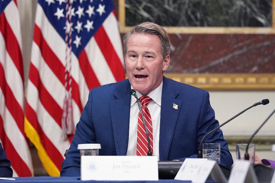 FILE - Sen. Jon Husted, R-Ohio, speaks during an event about the Ratepayer Protection Pledge, in the Indian Treaty Room of the Eisenhower Executive Office Building on the White House complex, on March 4, 2026, in Washington. (AP Photo/Jacquelyn Martin, File)