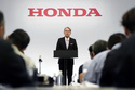 Honda's Chief Executive Toshihiro Mibe speaks at a press conference in Tokyo Thursday, May 14, 2026. (Yuta Omori/Kyodo News via AP)