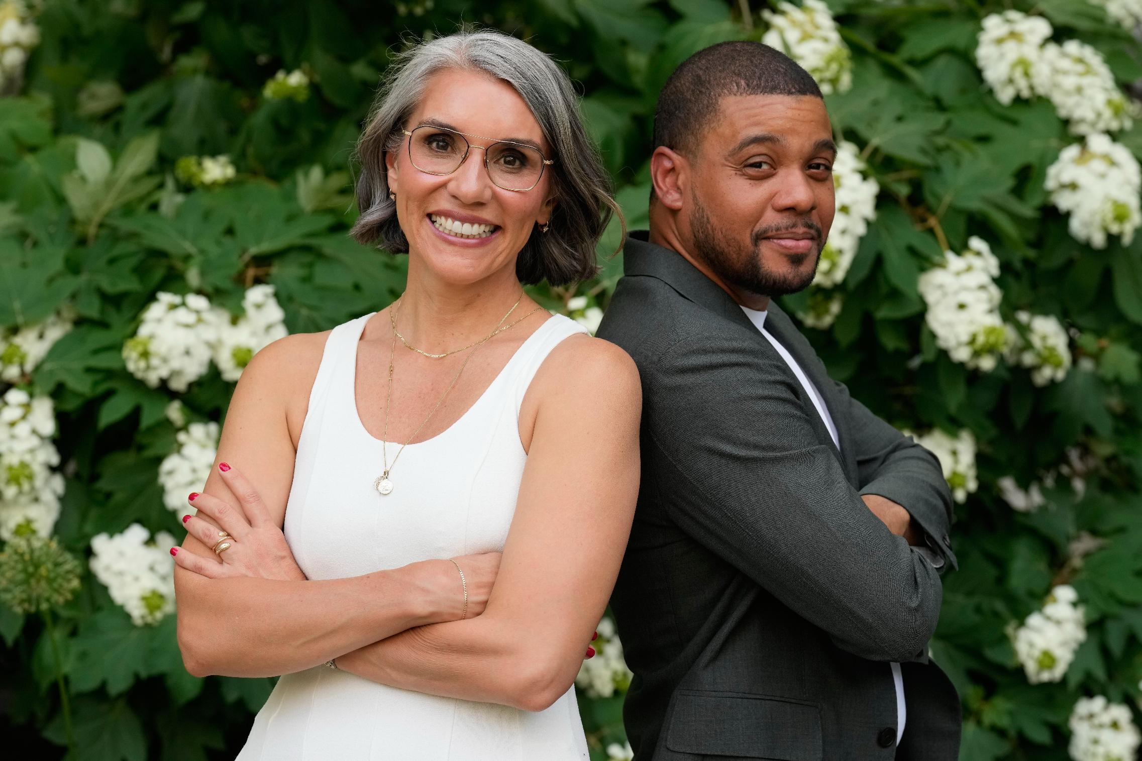 Carmen Rojas, CEO of the Marguerite Casey Foundation, and Daniel Gould, vice president of investments at the foundation, pose for a picture in New York, Thursday, June 4, 2026. (AP Photo/Seth Wenig)