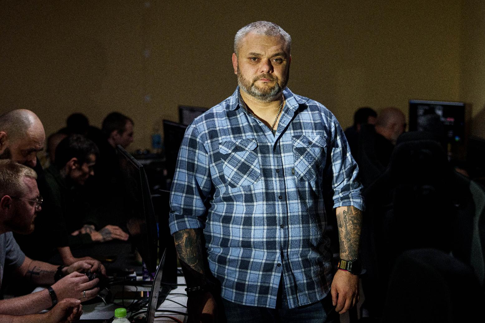 A Ukrainian commander aka "Kat" of K-2 brigade of the Unmanned Systems Forces poses for photos at a command center at an undisclosed location, Ukraine, Saturday, June 20, 2026. (AP Photo/Evgeniy Maloletka)