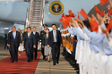 President Donald Trump walks with China's Vice President Han Zheng during a welcome ceremony Wednesday, May 13, 2026, at Beijing Capital International Airport in Beijing. (AP Photo/Mark Schiefelbein)