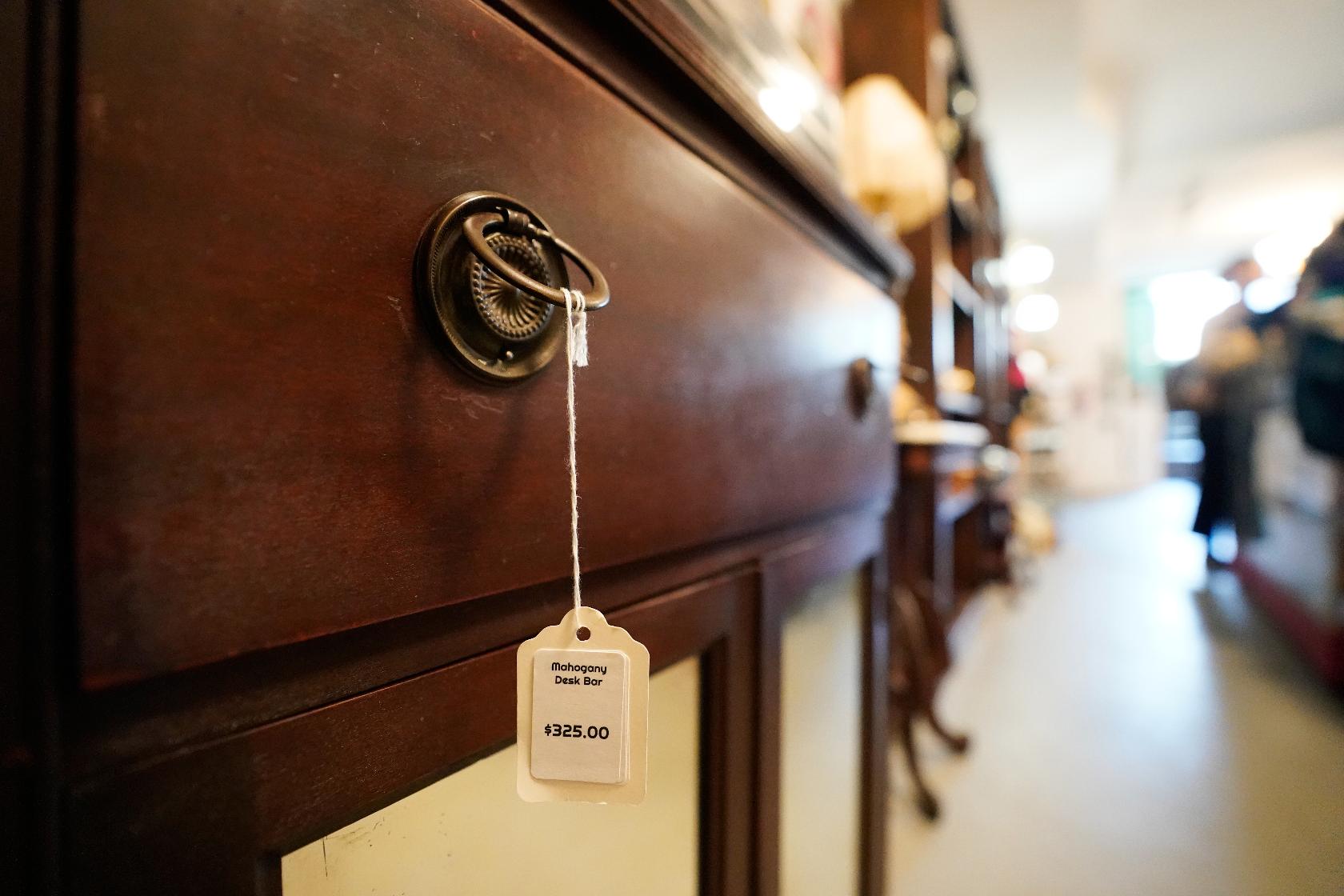 Furniture is for sale at Mothership, a vintage and thrift store, Thursday, March 26, 2026, in New York. (AP Photo/Alyssa Goodman)