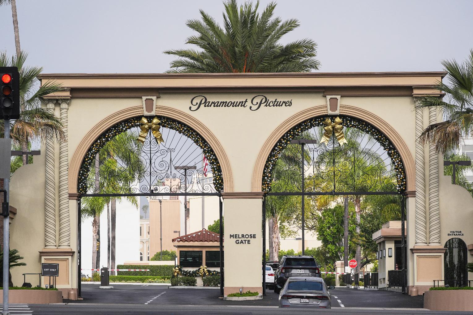 FILE - Vehicles enter Paramount Pictures in Los Angeles on Dec. 17, 2025. (AP Photo/Jae C. Hong, File)