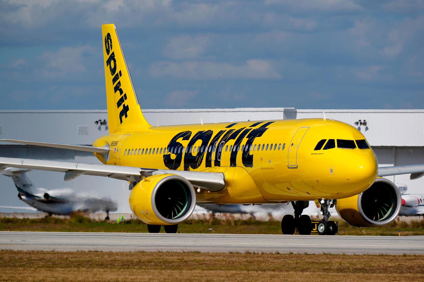 FILE - A Spirit Airlines Airbus A320 prepares to take off from Fort Lauderdale-Hollywood International Airport, Jan. 19, 2021, in Fort Lauderdale, Fla. (AP Photo/Wilfredo Lee, File)