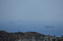 Tankers and bulk carriers anchored in the Strait of Hormuz, Saturday, April 18, 2026. (AP Photo)