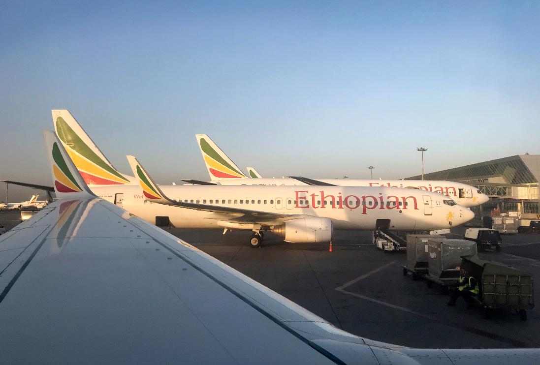 FILE - Ethiopian Airlines planes are parked at Bole International Airport in Addis Ababa, Ethiopia, Monday Feb. 11, 2019. (AP Photo/Ben Curtis, File)