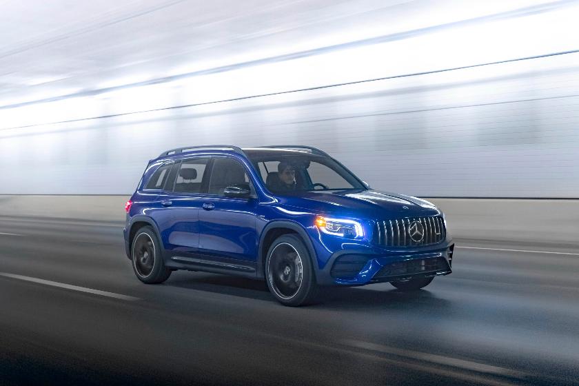 This photo provided by Mercedes-Benz shows the 2021 GLB. It may be small but the GLB is luxurious enough to earn its Mercedes badge. (Courtesy of Mercedes-Benz USA via AP)