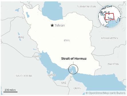 A map showing the location of the Strait of Hormuz. (AP Digital Embed)