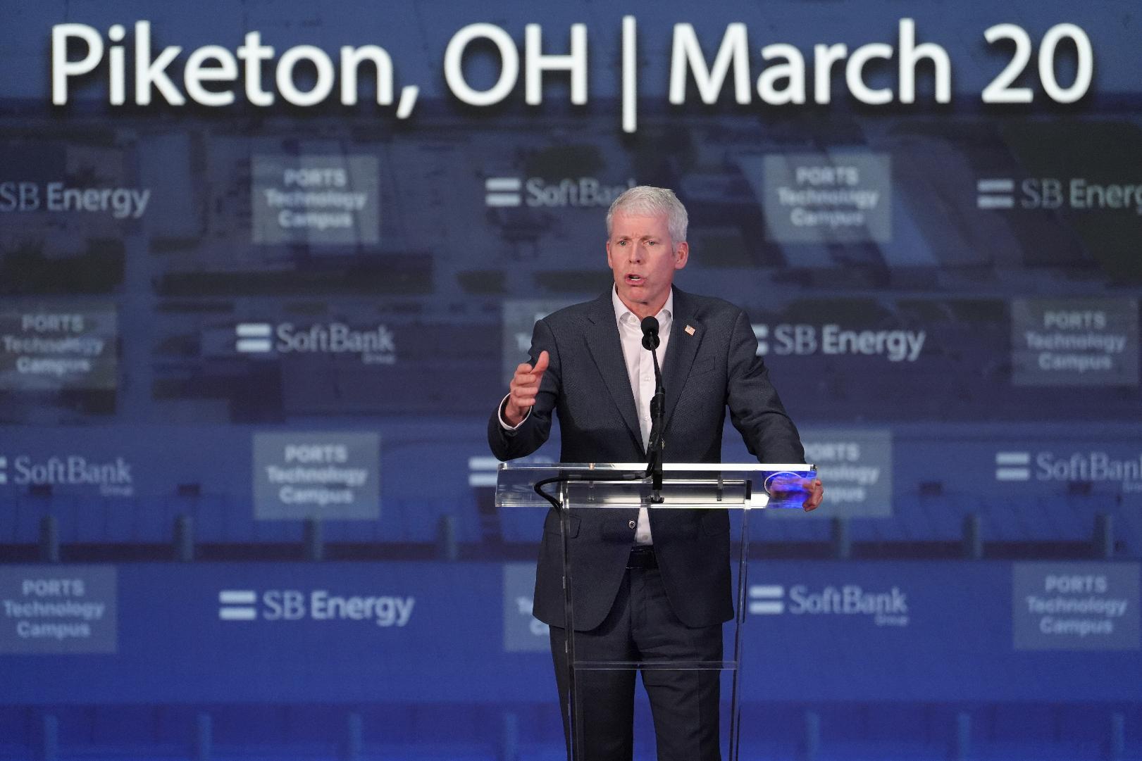 Chris Wright, Secretary of Energy, speaks during an announcement for a new data center Friday, March 20, 2026, in Piketon, Ohio. (AP Photo/Joshua A. Bickel)