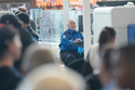Passengers and their bags are screened at a security checkpoint at George Bush Intercontinental Airport, Wednesday, March 25, 2026, in Houston. (AP Photo/David J. Phillip)