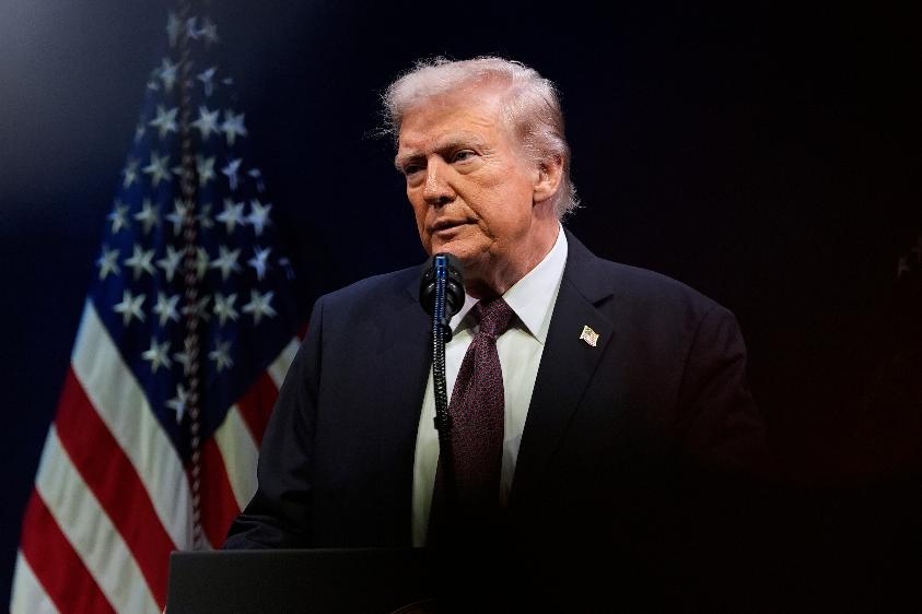 President Donald Trump speaks at a hearing of the Religious Liberty Commission at the Museum of the Bible, Monday, Sept. 8, 2025, in Washington. (AP Photo/Alex Brandon)