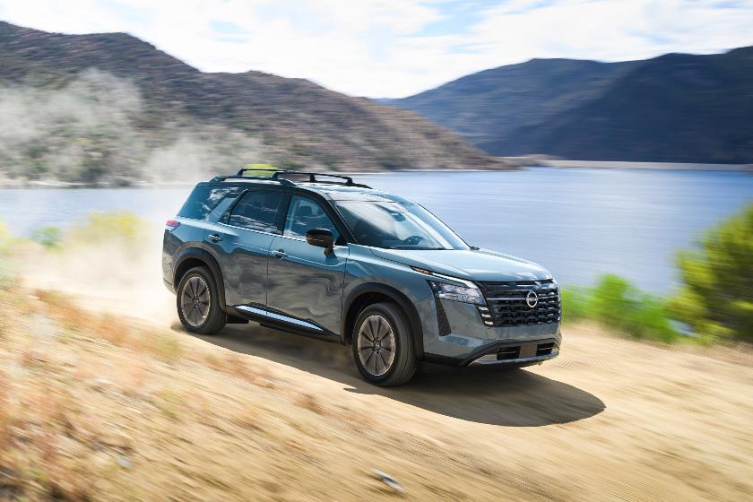 This photo provided by Nissan shows the 2026 Pathfinder. This midsize three-row SUV receives updated styling and better technology features this year. (Courtesy of Nissan North America via AP)