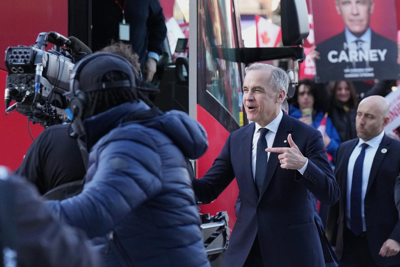 Canada's Prime Minister and Liberal Leader Mark Carney arrives for the English-language federal election debate, in Montreal, Thursday, April 17, 2025. (Chris Young/The Canadian Press via AP)