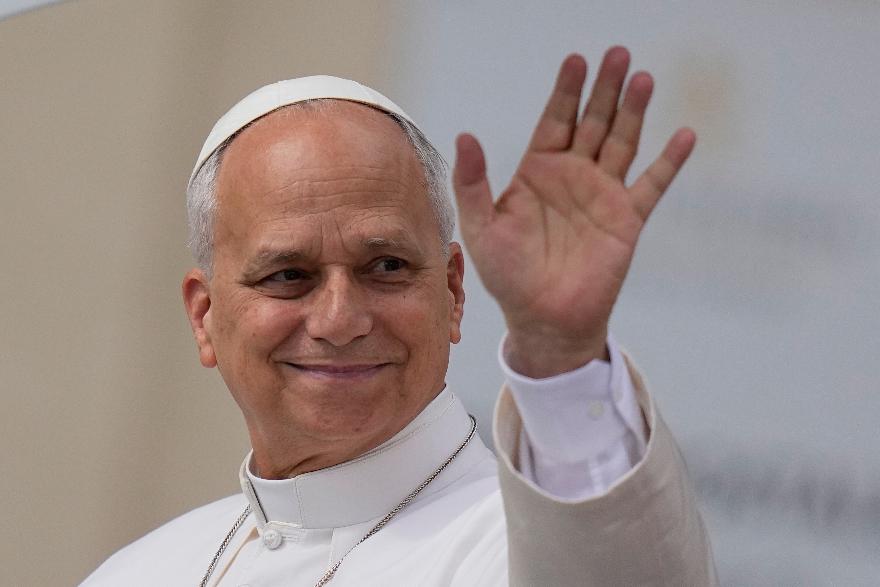 Pope Leo XIV arrives for his weekly general audience in St. Peter's Square, at the Vatican, Wednesday, May 13, 2026. (AP Photo/Alessandra Tarantino)