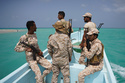 Yemeni soldiers patrol the strategic Bab el-Mandeb Strait, Yemen, Sunday, April 5, 2026. (AP Photo/Abdulnasser Alseddik)
