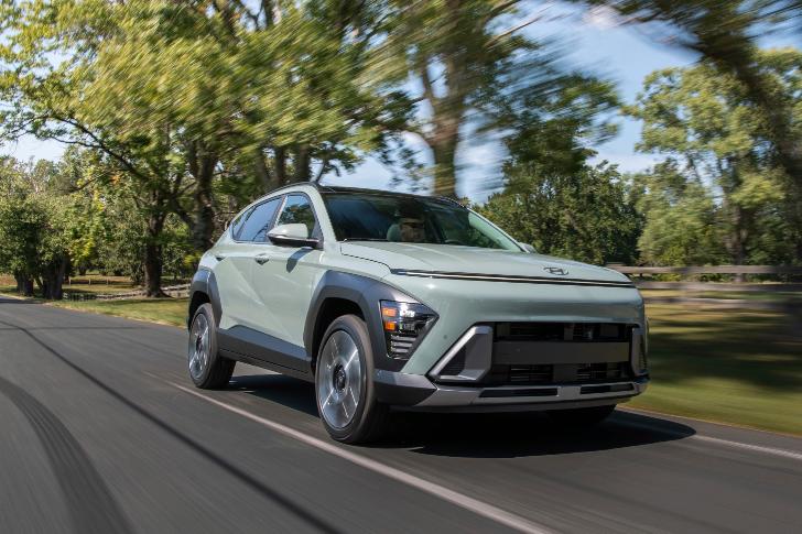 This photo provided by Hyundai shows the 2025 Kona. The Kona offers an abundance of both standard and optional features as well as a roomy interior. (Courtesy of Hyundai Motor America via AP)